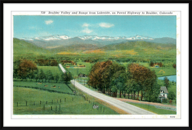 Boulder Valley and Range from Lakeside, on Paved Highway to Boulder, Colorado