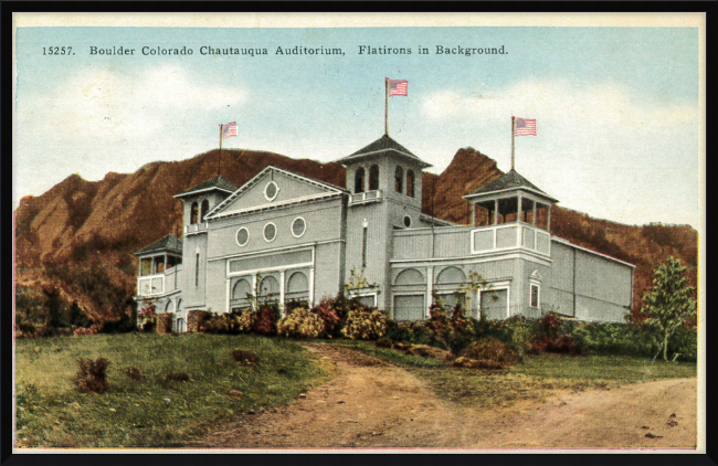 Boulder Colorado Chautauqua Auditorium, Flatirons in Background