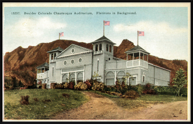 Boulder Colorado Chautauqua Auditorium, Flatirons in Background