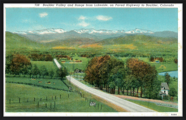 Boulder Valley and Range from Lakeside, on Paved Highway to Boulder, Colorado