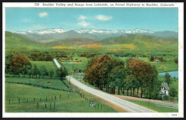 Boulder Valley and Range from Lakeside, on Paved Highway to Boulder, Colorado