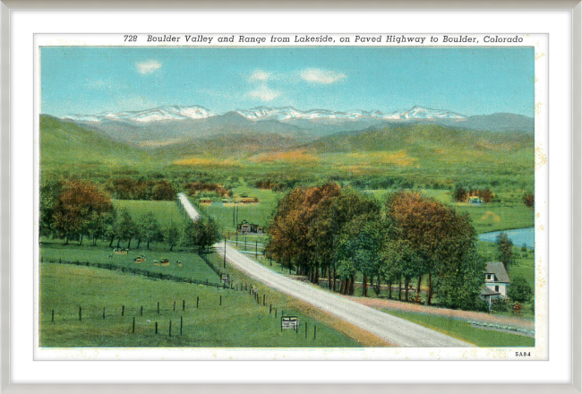 Boulder Valley and Range from Lakeside, on Paved Highway to Boulder, Colorado