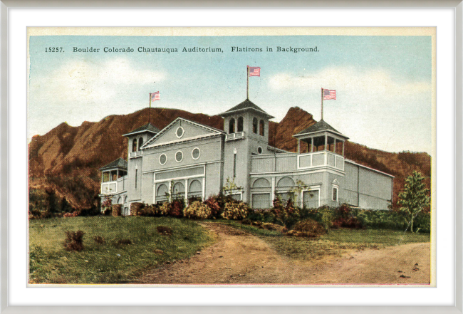 Boulder Colorado Chautauqua Auditorium, Flatirons in Background