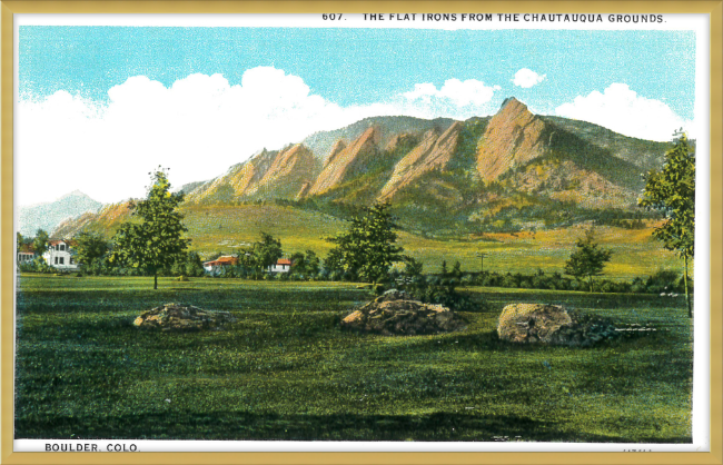 The Flat Irons from the Chautauqua Grounds