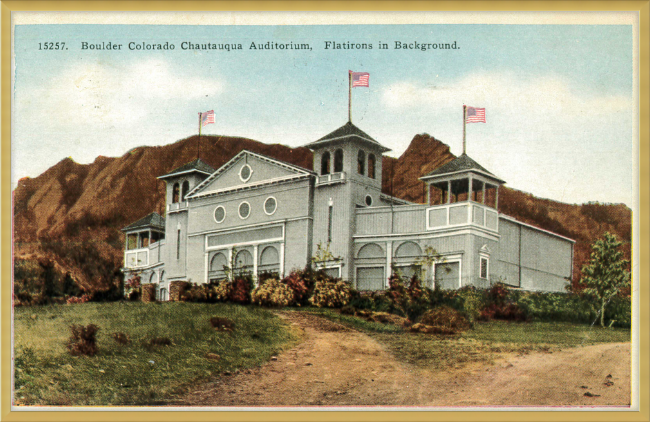 Boulder Colorado Chautauqua Auditorium, Flatirons in Background