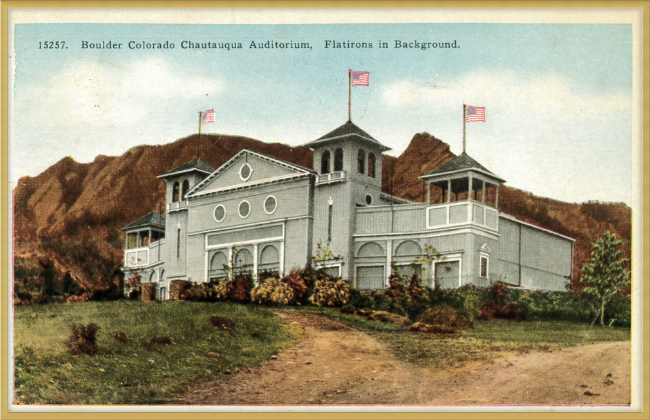 Boulder Colorado Chautauqua Auditorium, Flatirons in Background