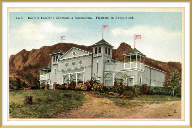 Boulder Colorado Chautauqua Auditorium, Flatirons in Background