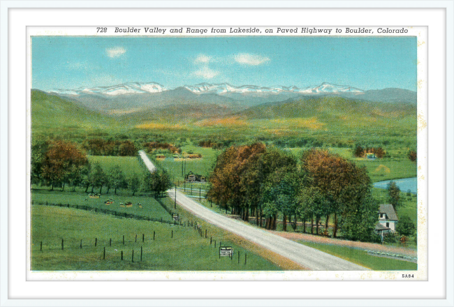 Boulder Valley and Range from Lakeside, on Paved Highway to Boulder, Colorado