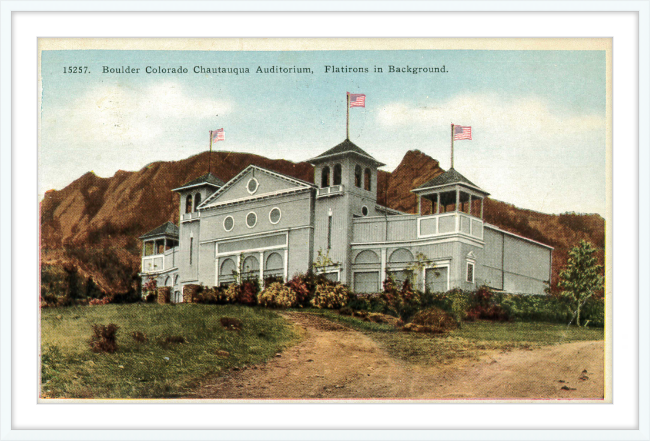 Boulder Colorado Chautauqua Auditorium, Flatirons in Background