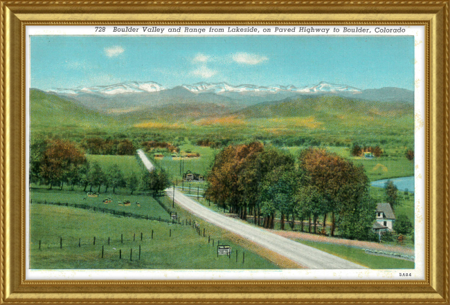 Boulder Valley and Range from Lakeside, on Paved Highway to Boulder, Colorado