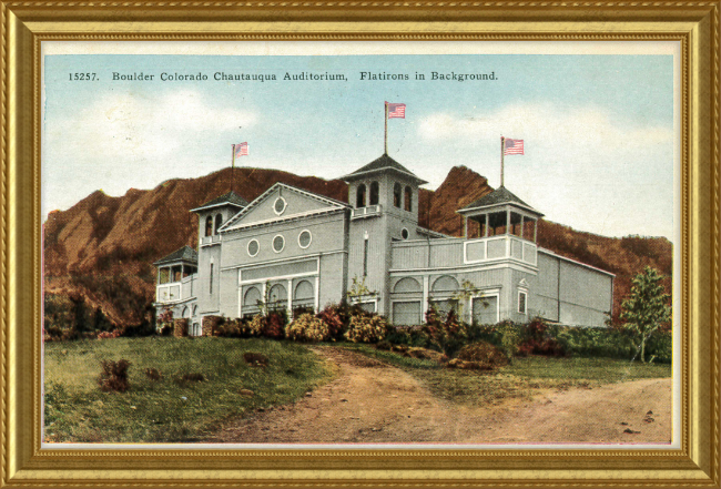 Boulder Colorado Chautauqua Auditorium, Flatirons in Background