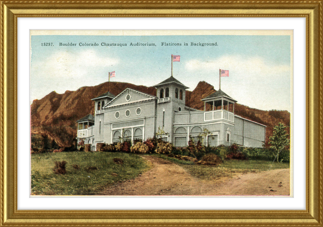 Boulder Colorado Chautauqua Auditorium, Flatirons in Background