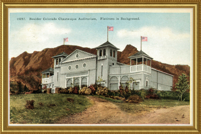 Boulder Colorado Chautauqua Auditorium, Flatirons in Background