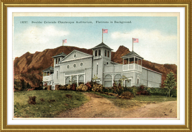 Boulder Colorado Chautauqua Auditorium, Flatirons in Background