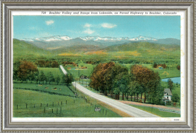 Boulder Valley and Range from Lakeside, on Paved Highway to Boulder, Colorado