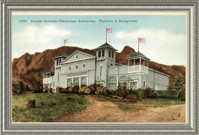 Boulder Colorado Chautauqua Auditorium, Flatirons in Background