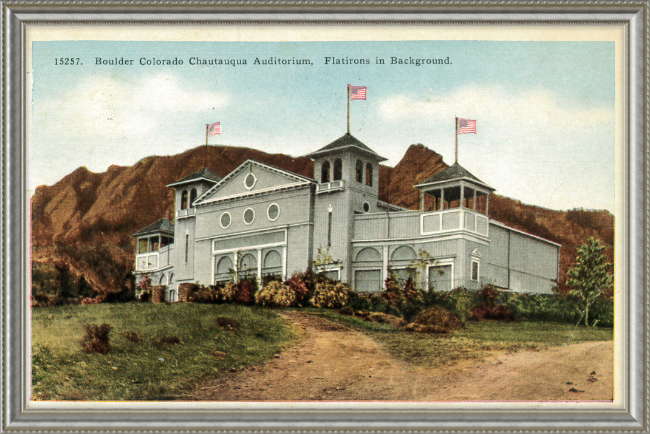 Boulder Colorado Chautauqua Auditorium, Flatirons in Background