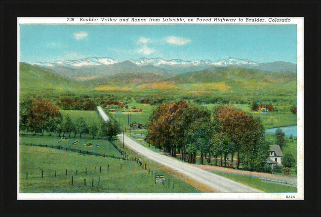 Boulder Valley and Range from Lakeside, on Paved Highway to Boulder, Colorado