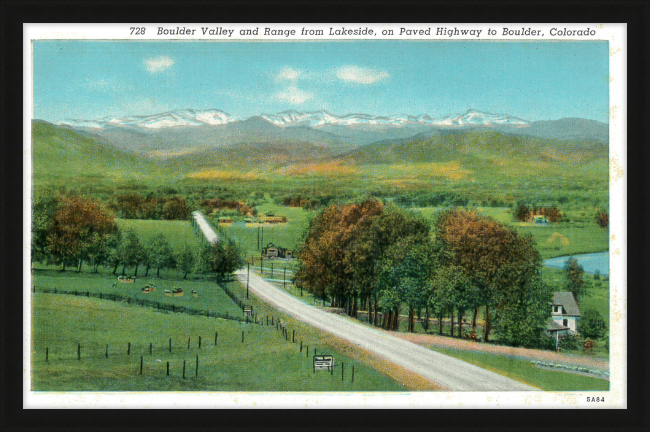 Boulder Valley and Range from Lakeside, on Paved Highway to Boulder, Colorado