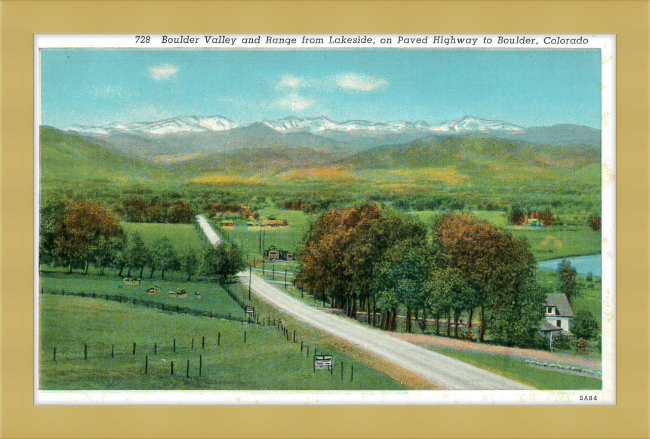 Boulder Valley and Range from Lakeside, on Paved Highway to Boulder, Colorado