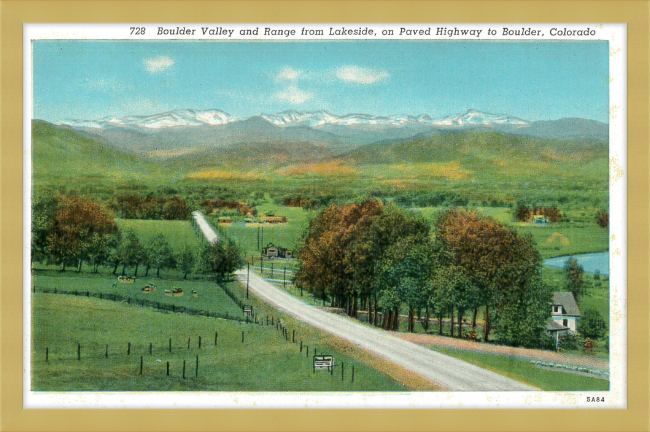 Boulder Valley and Range from Lakeside, on Paved Highway to Boulder, Colorado