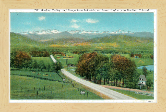 Boulder Valley and Range from Lakeside, on Paved Highway to Boulder, Colorado