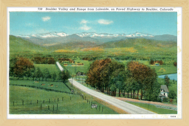 Boulder Valley and Range from Lakeside, on Paved Highway to Boulder, Colorado